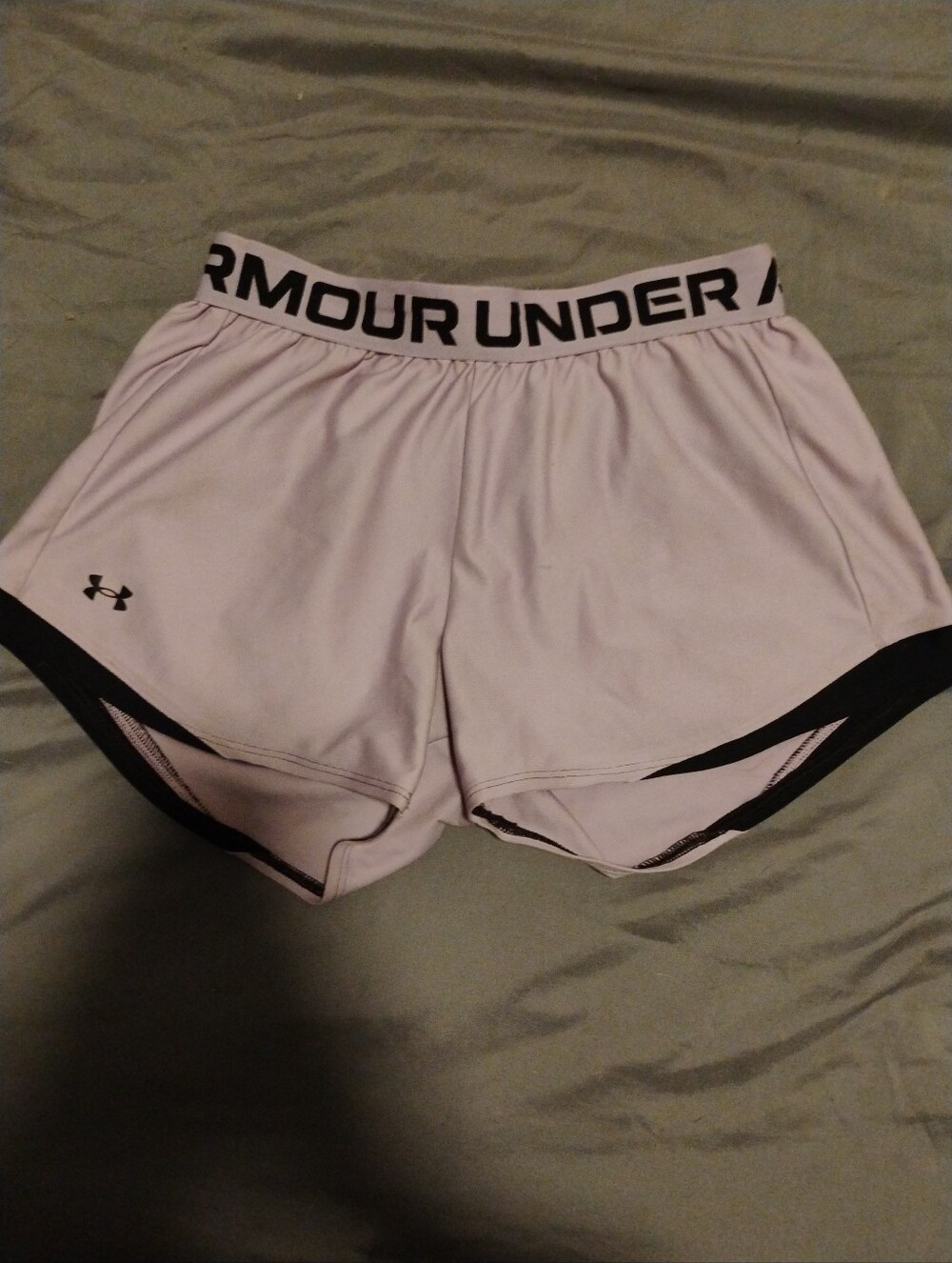 Under Armour Women's Light Pink Athletic Shorts with Black Trim
